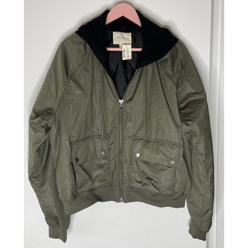 NEW Aeropostale Women's Size XL (14 - 16) Hooded Puffer Bomber Jacket Full-Zip